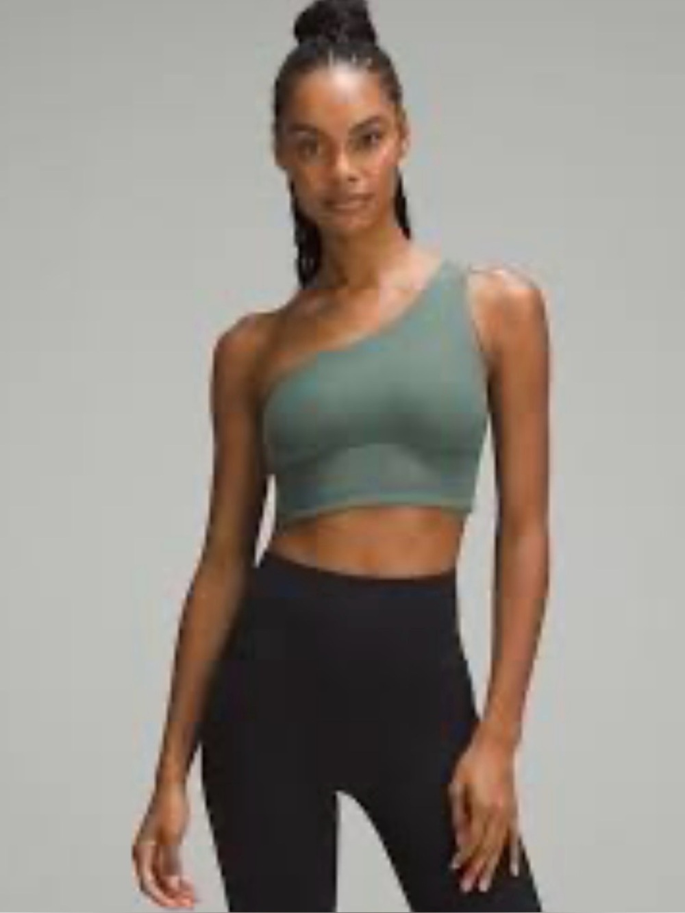 Lululemon Align Asymmetrical Green Sports Bra Size 8 Yoga Workout